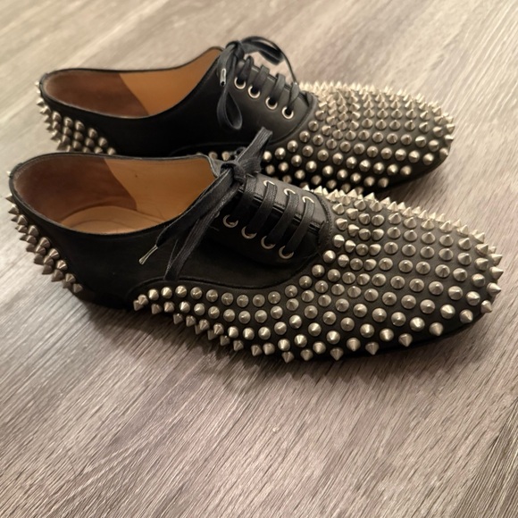 Christian Louboutin Shoes - Christian Louboutin Freddy Studded Black Leather Oxfords 9.5